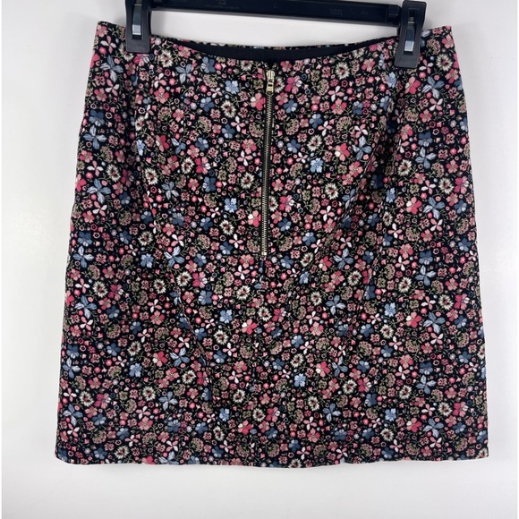 LOFT Ann Taylor Multicolor Floral Velvet Stretch Skirt Double Lining Womens 2 - Picture 5 of 8